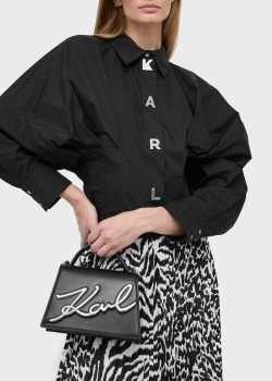 Чорна сорочка Karl Lagerfeld із металевим декором, фото