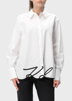 Белая рубашка Karl Lagerfeld с фирменной надписью, фото