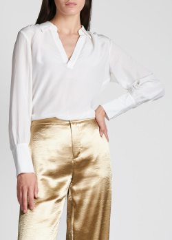 Шелковая блузка L'agence с V-образным вырезом, фото