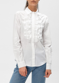 Белая рубашка Love Moschino с рюшами, фото