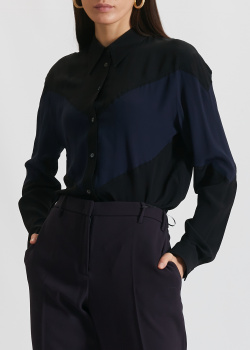 Чорна сорочка N21 із синьою вставкою, фото