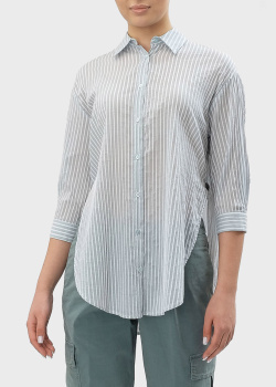 Серая рубашка Peserico Cappellini в белую полоску, фото