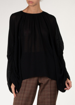 Черная блуза Rochas с объемными рукавами, фото