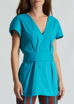 Блузка с вырезом Liviana Conti голубого цвета, фото