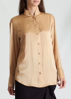 Шелковая рубашка Balmain бежевого цвета, фото
