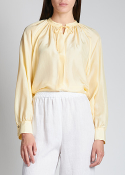 Шелковая блузка Vince желтого цвета, фото