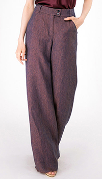 Широкі штани Shako із льону фіолетового кольору, фото