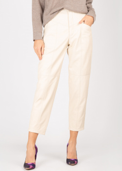 Кожаные брюки Forte Dei Marmi Couture кремового цвета, фото
