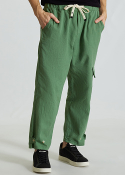 Штани із сумішевого льону J.B4 Just Before зеленого кольору, фото
