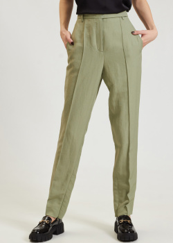 Зеленые брюки Dorothee Schumacher из смесового льна, фото