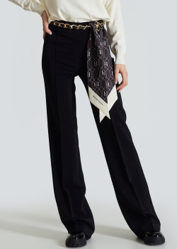 Черные брюки Elisabetta Franchi с поясом-цепочкой, фото