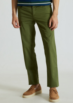 Зеленые брюки Trussardi из эластичного хлопка, фото