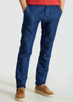 Синие брюки Trussardi из смесового льна, фото