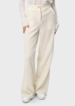 Молочные брюки Emporio Armani из смесовой шерсти, фото