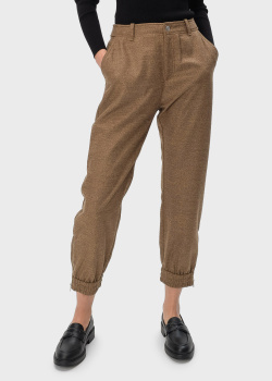 Коричневые брюки Hugo Boss с высокой талией, фото