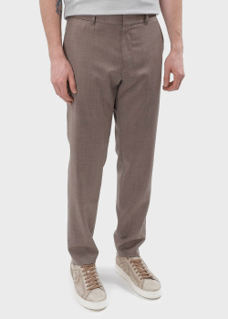 Шерстяные брюки Hugo Boss коричневого цвета, фото