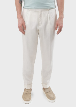 Льняные брюки Hugo Boss белого цвета, фото
