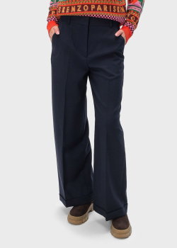 Шерстяные брюки Kenzo темно-синего цвета, фото