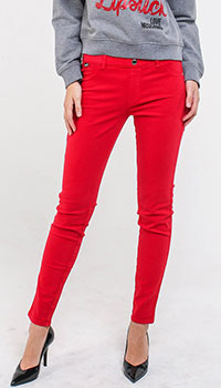 Зауженные брюки Love Moschino красного цвета, фото
