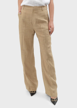 Бежевые брюки Polo Ralph Lauren из смеси шелка и льна, фото