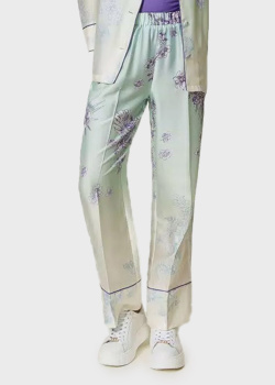 Атласные брюки Twin-Set Myfo x Actitude с цветочным принтом, фото
