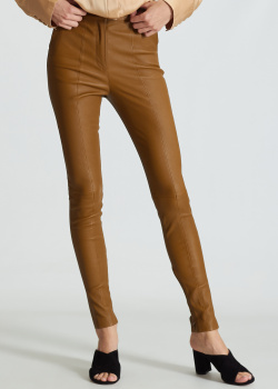 Шкіряні штани Balmain коричневого кольору, фото