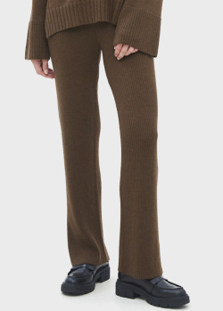 Вовняні штани в рубчик GD Cashmere зі шнурком на поясі, фото