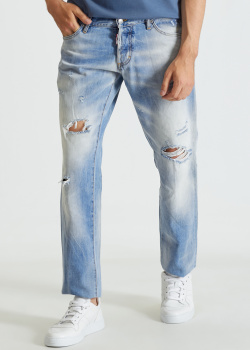 Рваные джинсы Dsquared2 голубого цвета, фото