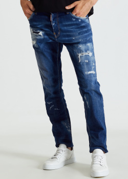 Зауженные джинсы Dsquared2 с эффектом потертости, фото