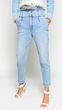Голубые джинсы Pinko с высокой талией, фото