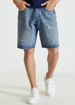 Джинсовые шорты Philipp Plein с потертостями, фото