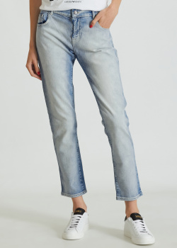 Прямые джинсы Emporio Armani светло-голубого цвета, фото