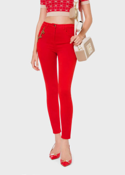 Красные джинсы Elisabetta Franchi с декором-цепочкой, фото