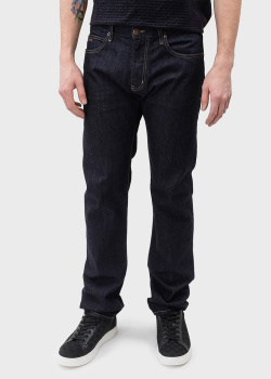 Темно-синие джинсы Emporio Armani с контрастной строчкой, фото