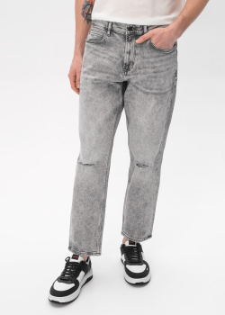 Серые джинсы Hugo Boss Hugo с потертостями, фото