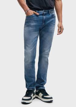Сині джинси Hugo Boss Hugo з логотипом на поясі, фото
