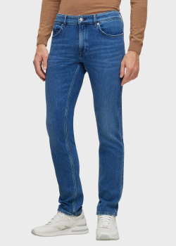 Синие джинсы Hugo Boss с логотипом на поясе, фото
