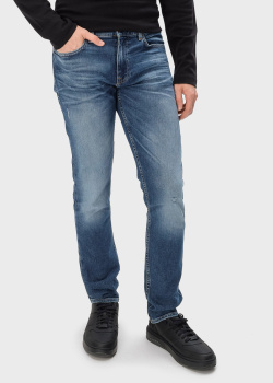 Синие джинсы Hugo Boss с потертостями, фото