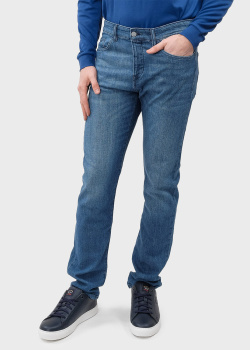 Синие джинсы Hugo Boss зауженного кроя, фото