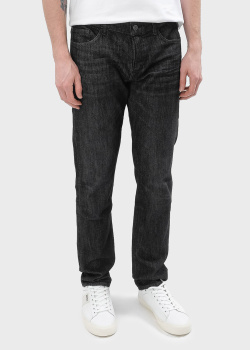 Темно-серые джинсы Hugo Boss с логотипом на поясе, фото