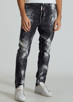 Серые джинсы Dsquared2 с брызгами краски, фото