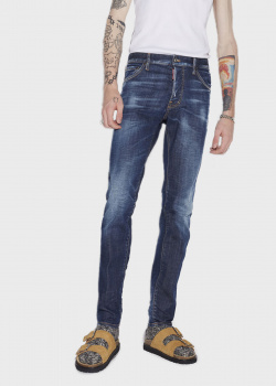 Синие джинсы Dsquared2 с потертостями, фото