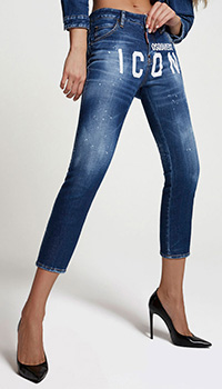 Синие джинсы Dsquared2 Icon с брендовым принтом, фото