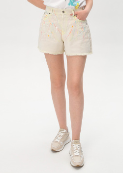 Джинсовые шорты Twin-Set Myfo x Actitude с цветным принтом, фото