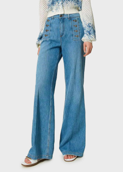 Расклешенные джинсы Twin-Set с декоративными пуговицами, фото