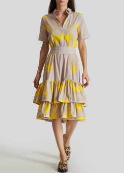 Сукня з оборками Raluca бежевого кольору, фото