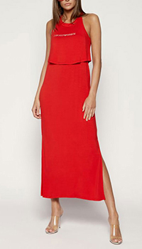 Длинное платье EA7 Emporio Armani красного цвета, фото