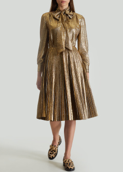 Шелковое платье Celine золотистого цвета, фото