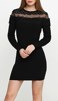 Короткое черное платье Cashmere Company с прозрачными вставками, фото