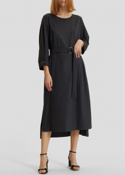 Темно-серое платье Peserico с поясом, фото